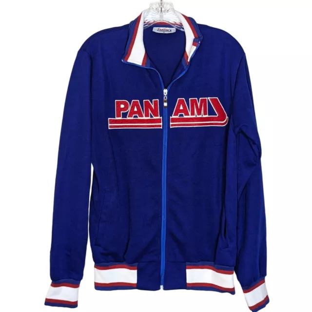 Vintage PAN AM long sleeve blue red white zippered Unisex Jacket Size M