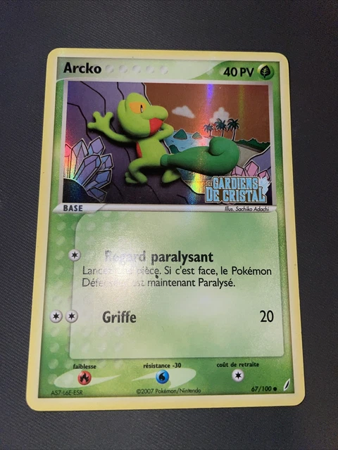 Arcko Holo - Pokemon 67/100 Ex Gardiens De Cristal Excellent Etat Fr