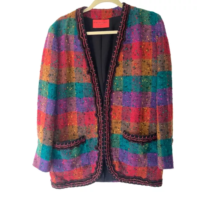 Emanuel Ungaro Parallele Vintage Womens Jacket Size Medium Button Lined Knit