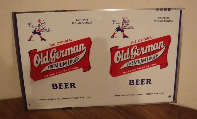 vintage Pittsburgh Brewing Co. "Old German Beer" steel unrolled beer can NICE!