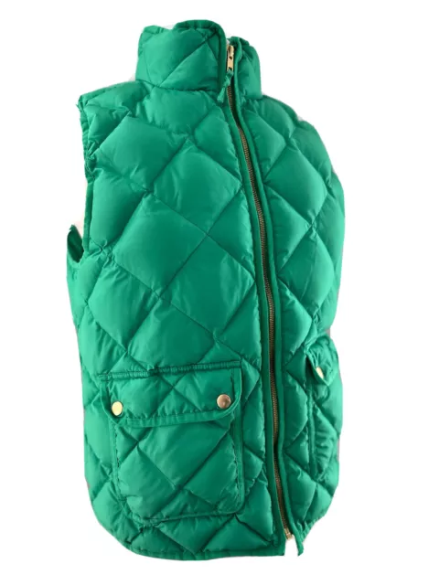 J Crew Excursion Quilted Vest Gold Zipper Emerald Green St Patricks Day Sz M