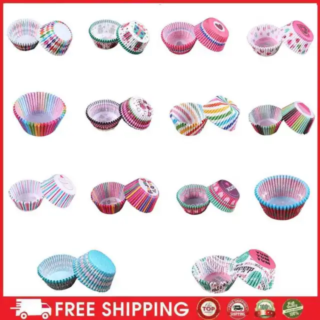 100 piezas Muffins Impresos Papel Pastel Tazas Envolturas Cupcake Decoración para hornear