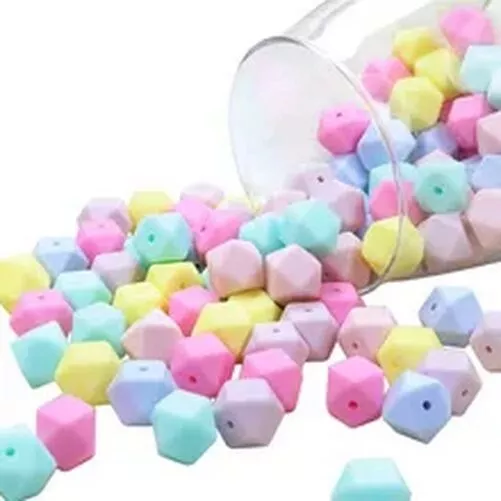 14mm Hexagon Silicone Beads Baby Pacifier Chain Soother Dummy Jewelry Bead 10Pcs