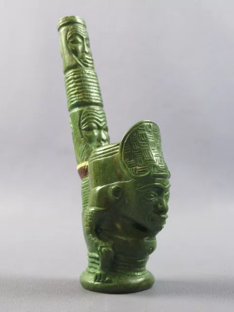 Skulptur Rohr Afrikanische Malachit Stein Grün Künstler F.Galane Vintage FSK 70