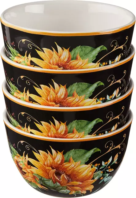 Sunflower Fields 5.25″ Ice Cream/Dessert Bowls, Set of 4, Multi Colored 2