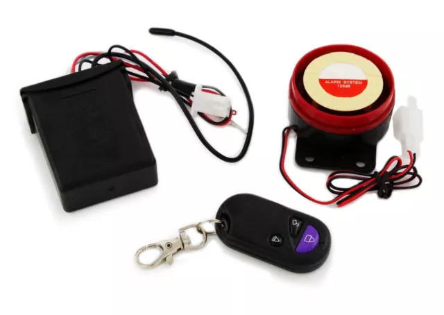 MOTORCYCLE SCOOTER REMOTE ALARM SYSTEM WITH KEYFOB 12V 125dB MOTORBIKE SECURITY