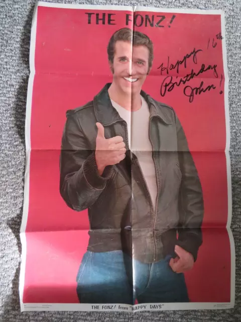 Vintage 1976~THE FONZ~HAPPY DAYS 35 x 23 inch Poster Paramount Pictures-Folded