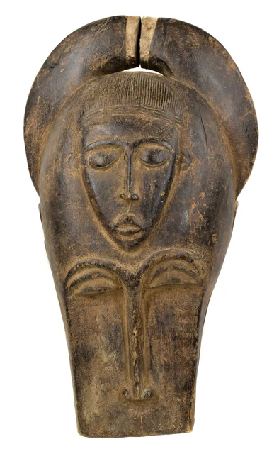 Baule Portrait Mask Horns Kpan Mblo Ivory Coast African Art