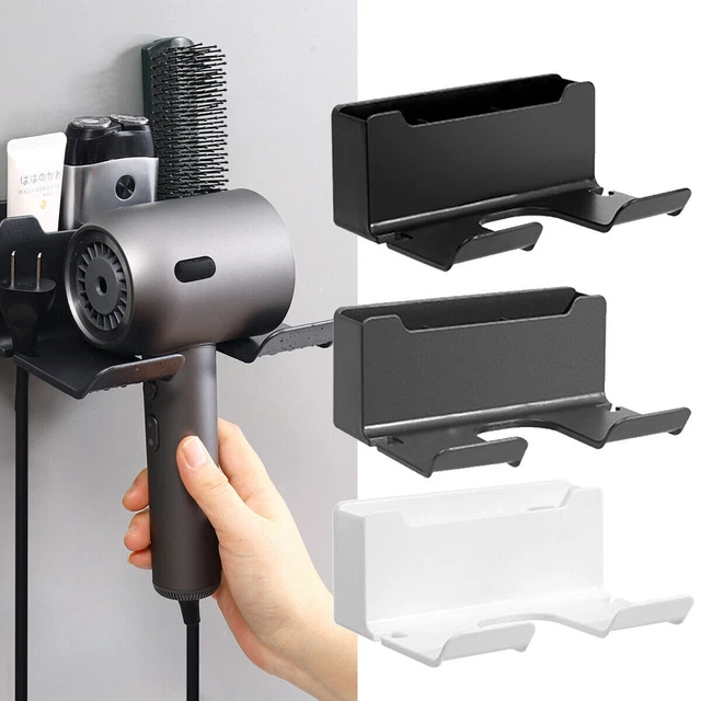 Bathroom Hair Dryer Storage Organizer Comb Rack Holder Wall Mounted Stand UK