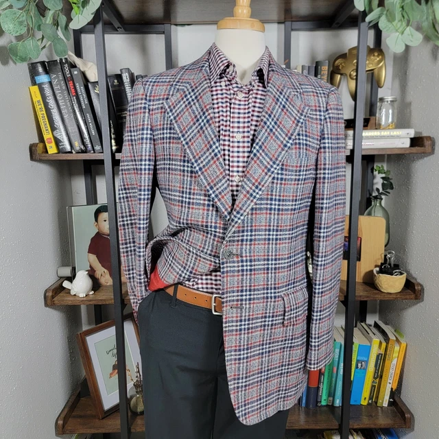 VTG Woolrich Men's Sport Coat Blazer Multi Color Plaid Wool Sz 42R Made in USA