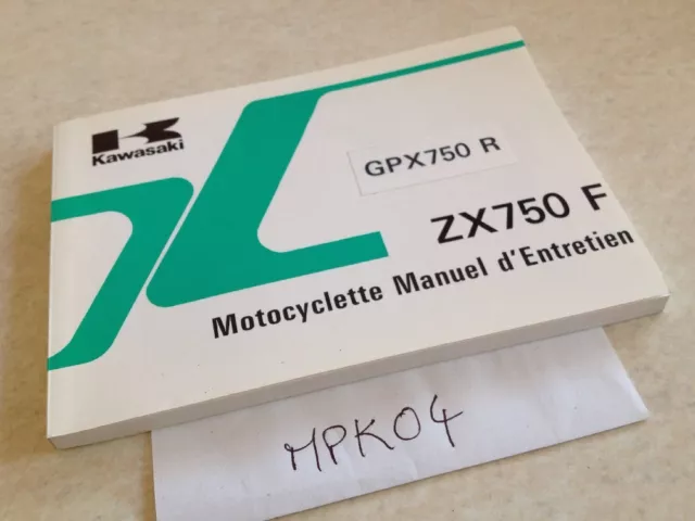 Manuel propriétaire Kawasaki GPX750R ZX750F GPX ZX 750 owner's manual