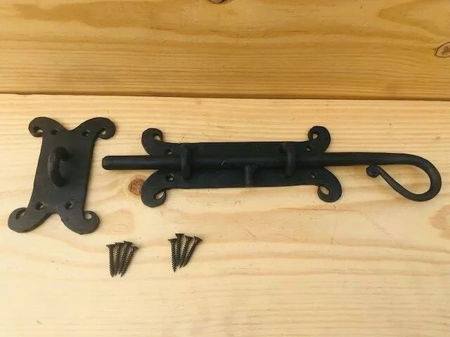 Large Iron Latch And Bolt Sliding Door Lock Barn Dead Bolt Fancy Hand Forged