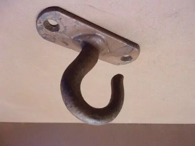 Vintage Old Plant Wall Hook Porch Ceiling Barn Hanger Rustic Brown Paint LQQK!