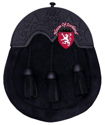 Cardo Uomo Scozzese Abito Completo Kilt Sporran Pelle Nero Vacchetta Cardo Nodo Cantle 