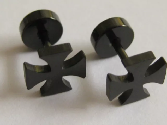 Eisernes Kreuz Ohrstecker im Paar (2 Stk) Edelstahl schwarz      / x800