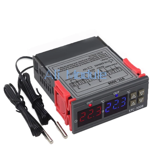 STC-3008 AC 110-220V Dual Display Thermostat Temperature Controller ...