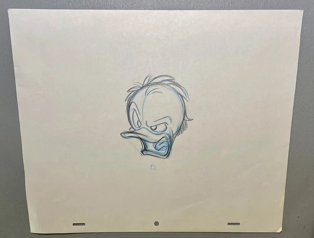 1990s Disney Original Animation Drawing Sketch Art of DONALD DUCK Angry Face