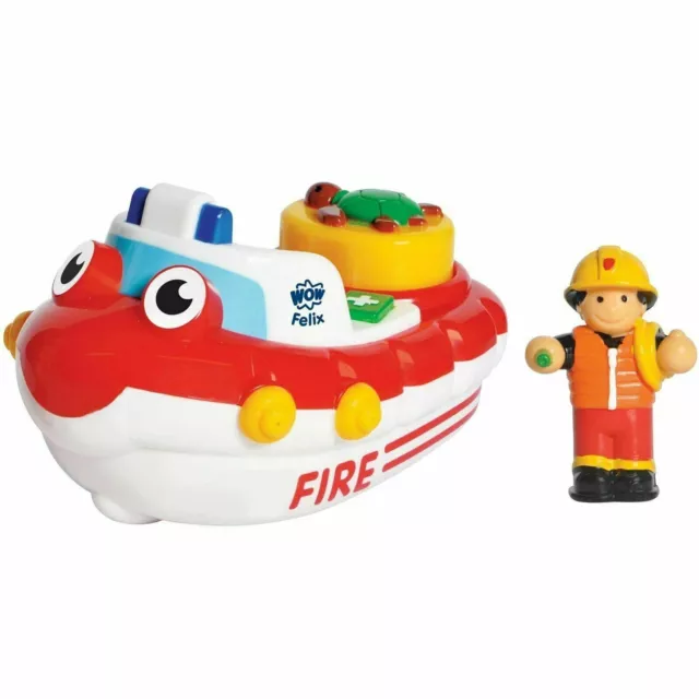 WOW Toys Fireboat Felix Water Squirting Bath Boat Toy & Figure - Ages 1-5 Years