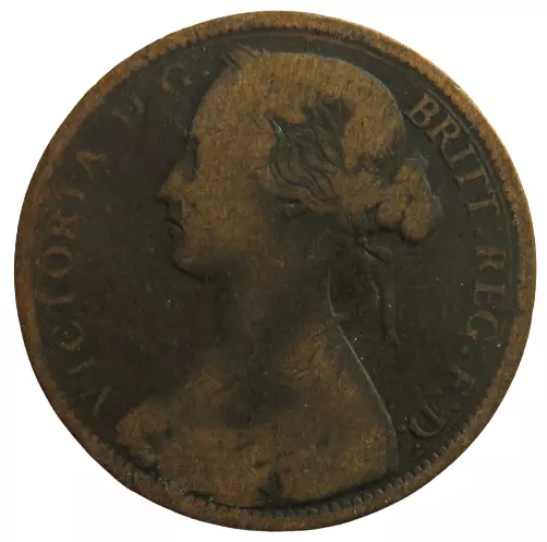 1862 Queen Victoria Bun Head One Penny Coin - Great Britain