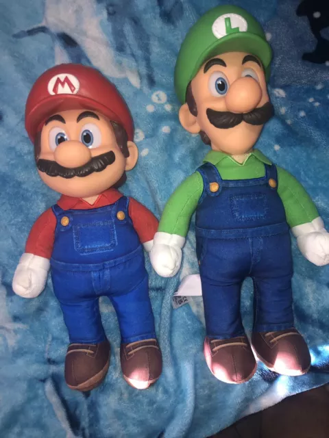 The Super Mario Bros Movie Mario and Luigi Poseable Plush Figures Set of 2  NEW