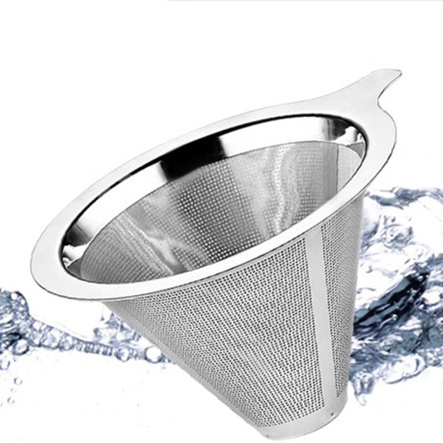 Bequemes Edelstahlnetz Übergießen Kaffeefilter Sieb Kegelform