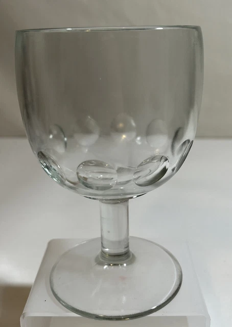 Vintage Clear Glass Large Thumbprint Goblet Schooner Thick Pressed  Glass. EUC