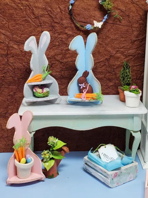 Estante de esquina en forma de conejo para muebles de casa de muñecas en miniatura