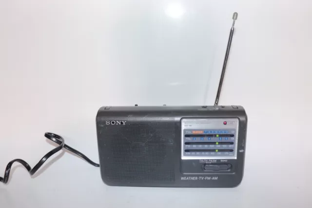 Sony Portable Radio ICF-36 Quad Band Weather/TV/AM/FM Tested, Cord Storage w Box
