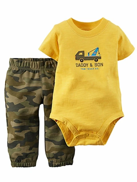 Carters Infant Boys 2 PC Daddy & Son Outfit Creeper & Camouflage Pants Set