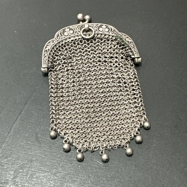 Porte-monnaie Antique Bourse En Argent Art Nouveau France - Bon état, Matière Argent