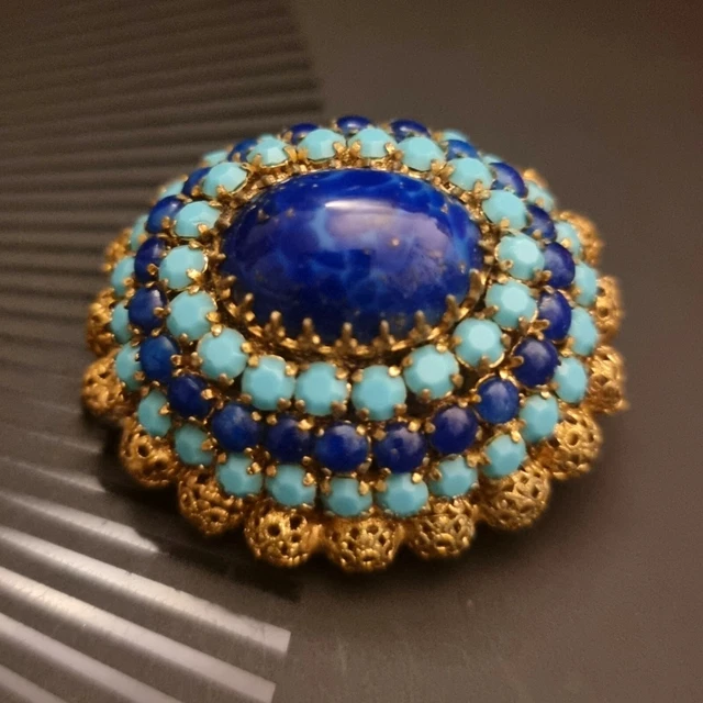 Broche Vintage Roger Jean Pierre Haute Couture - Argenté, Pierres Et Alliage - Fleurs - Occasion