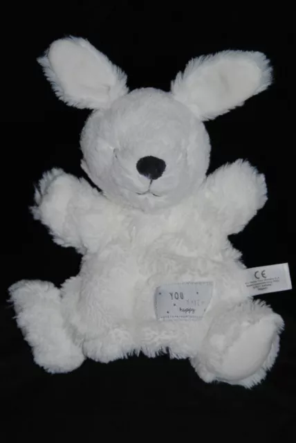 Doudou Marionnette Lapin  Blanc NICOTOY SIMBA KIABI You Make Me Happy Etat NEUF