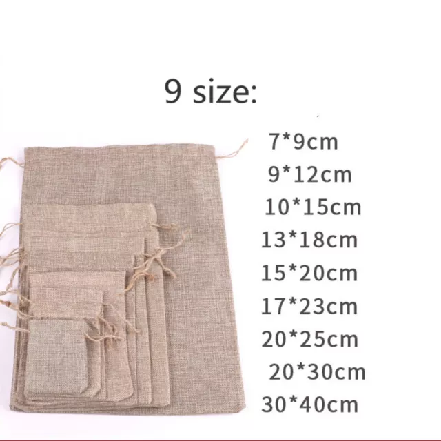 1x Bags Natural Linen Pouch Drawstring Burlap Jute Sack Jewelry Gift Wedding AU