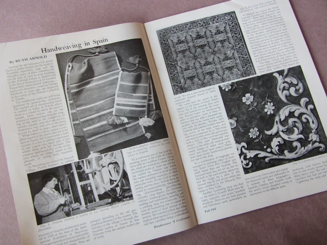 1957 Revista Handweaver España Tejido a mano Ligoa Duncan Alemania Lámpara Pantallas
