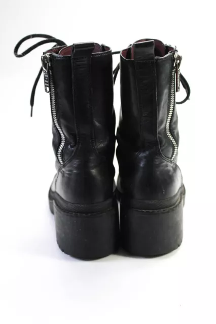 Marc By Marc Jacobs Womens Side Zip Platform Combat Boots Black Leather Size 37 3