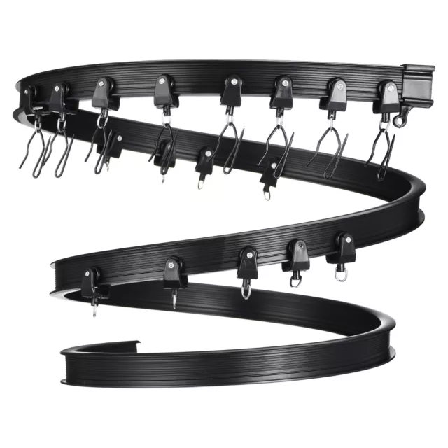 Flexible Curved Ceiling Curtain Track Bendable Mount （Black, 16.4ft)