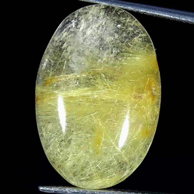 13.30Cts Naturel Doré Rutile Quartz Ovale Cabochon Desseré Gemme