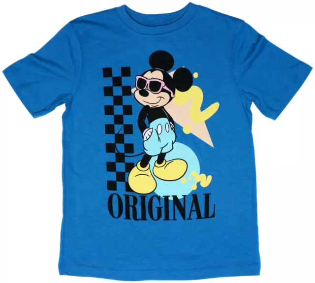 New Boys Disney Mickey Mouse T-Shirt Tee Shirt Blue NWOT Size Large 14-16