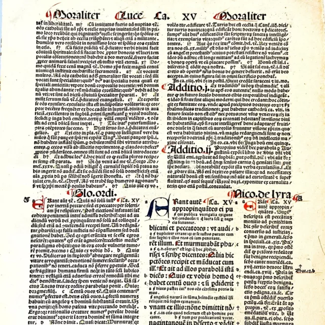 1498 Froben Incunable Bible Leaf Manuscript Christian Decor Medieval Art - C