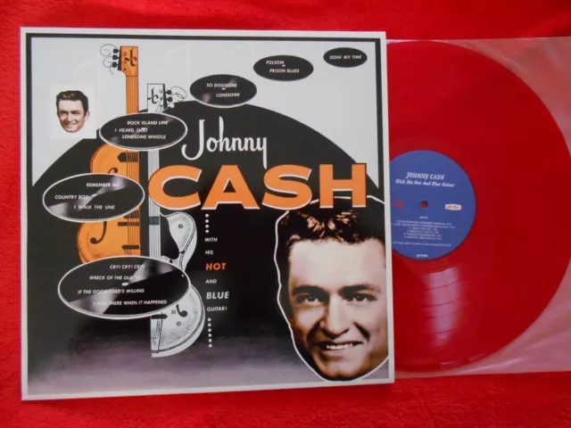 JOHNNY CASH. Réédit 33T 'With his Hot and Blue Guitar !' Vinyle couleur Rouge.EX