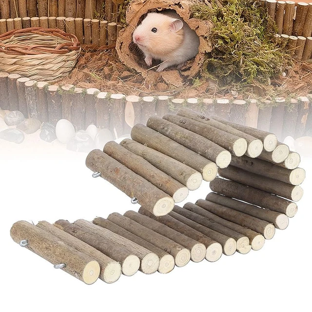 Wooden Bridge Pet Hamster Guinea Pig Rat Ladder Bendy Tunnel Hideout Toy Supply