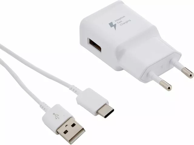 Câble USB Type C + Chargeur Secteur pour Samsung S9 S8 S10 S20 S21 A52 A12 A20e