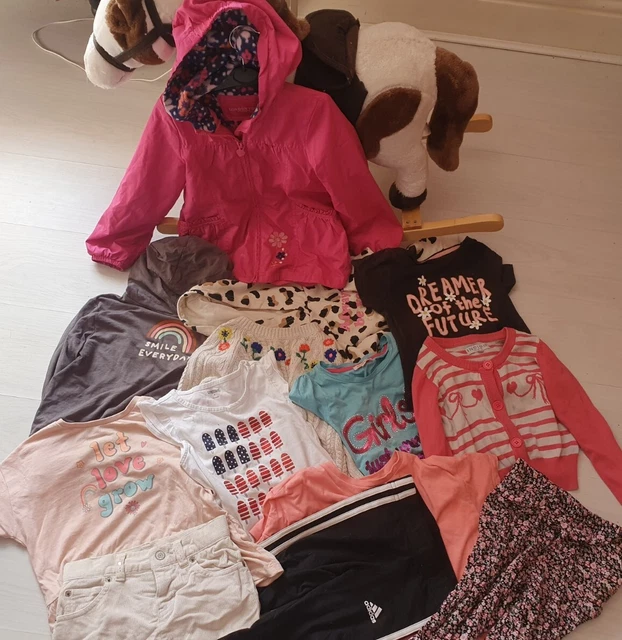 Girls age 5-6 bundle Inc 13 Pieces lightweight jacket, Tops Trousers Hoodies