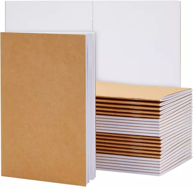 24-Pack A5 Blank Notebook Bulk Set Unlined Kraft Paper Journals 5.5x8.5 in