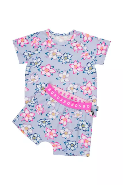 Bonds Kids Sleep Short Sleeve Short PJ Set sizes 3 4 5 6 7 Colour Purple Floral