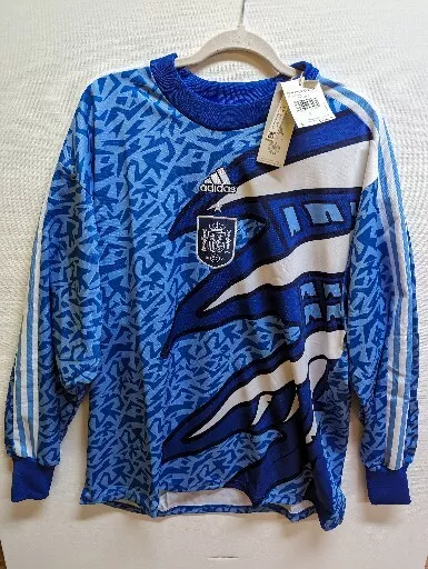 NWT Adidas Mens Spain Icon Goalkeeper Jersey HE8909 Long Sleeve Blue Size  Large