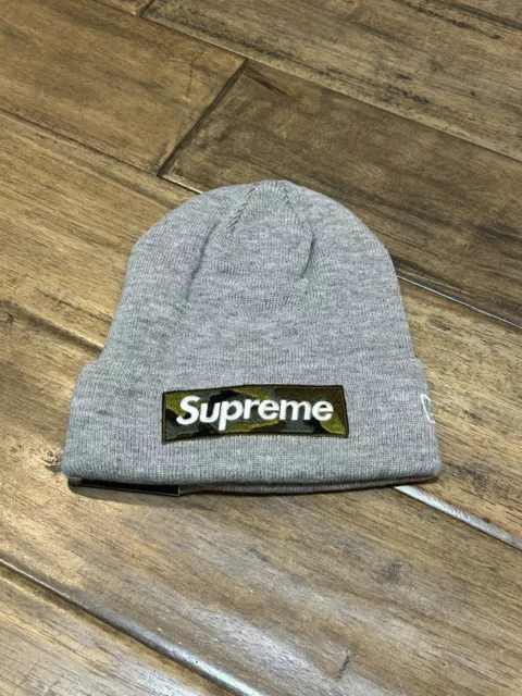 Supreme New Era Box Logo Beanie FW23 Grey Brand New Authentic Same Day Shipping