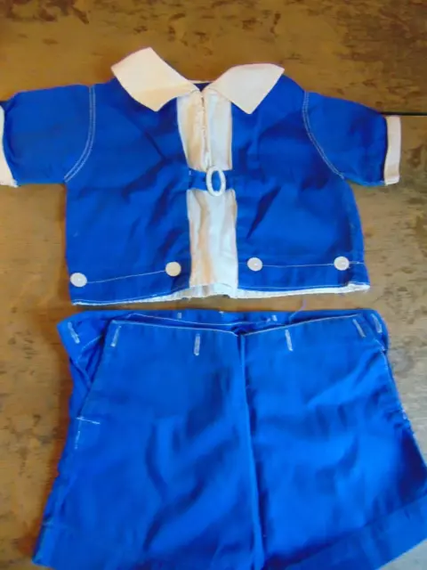 19120's Boy's Short Pants Set- S-Royal Blue/Cream- Mother of Pearl Buckle