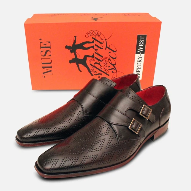 Luxurious Men's Brogues Handmade Bronze Buckles Double-Monk Shoes