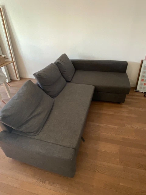 Canapé d'angle droit convertible 5 places en tissu gris souris avec